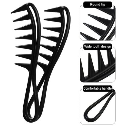 Sieral 4-Piece Hair Styling Combs Set – Wide Tooth & Texture Combs for Men Women, Black Plastic Barber Stylist Tool Kit