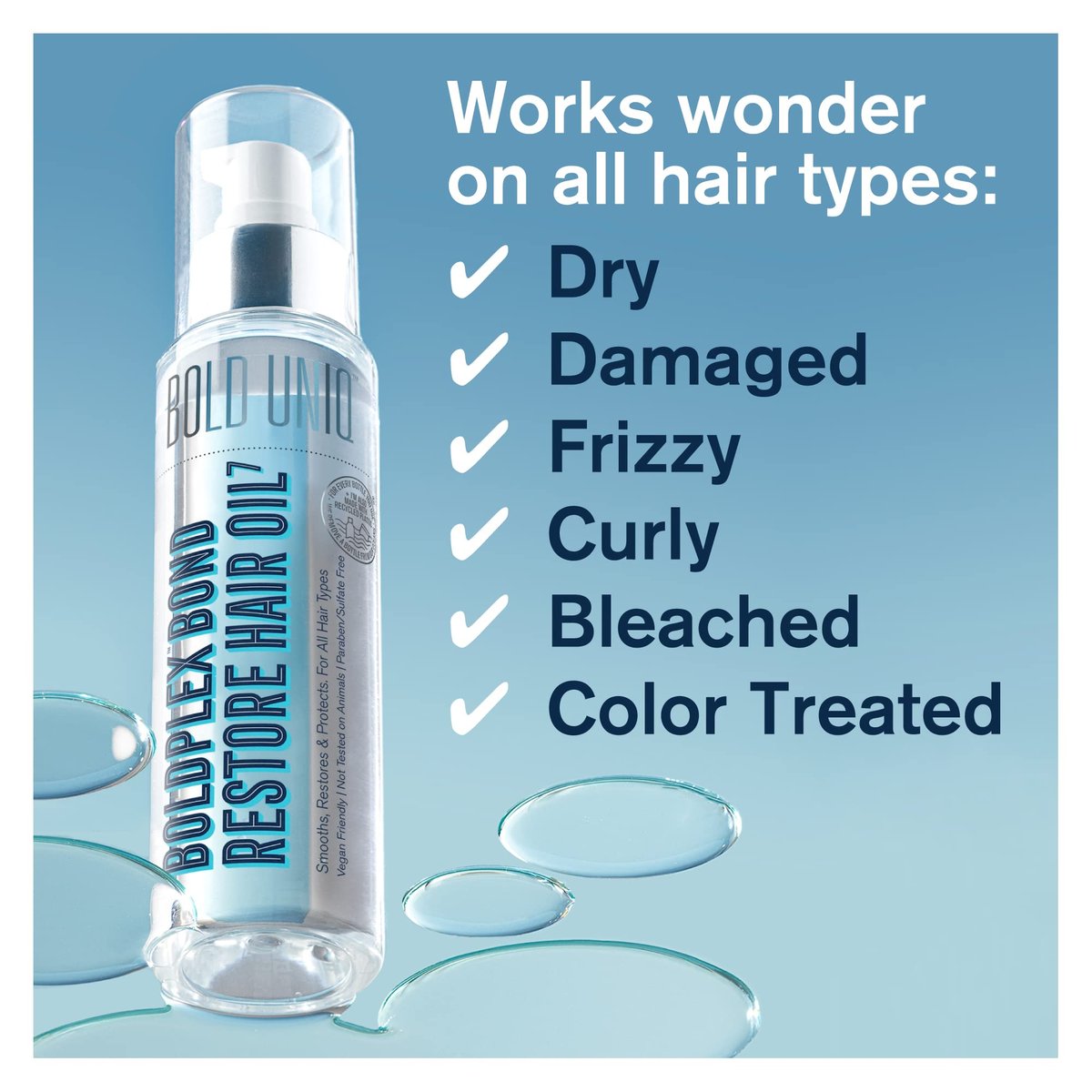 Boldplex 7 Hair Oil for Dry & Damaged Hair – Adds Shine, Strengthens, Smooths Split Ends & Frizz, Moisturizes & Nourishes. Weightless Hair Treatment Oil for Curly, Frizzy & Coarse Hair (3.38 Fl Oz) Avelisse