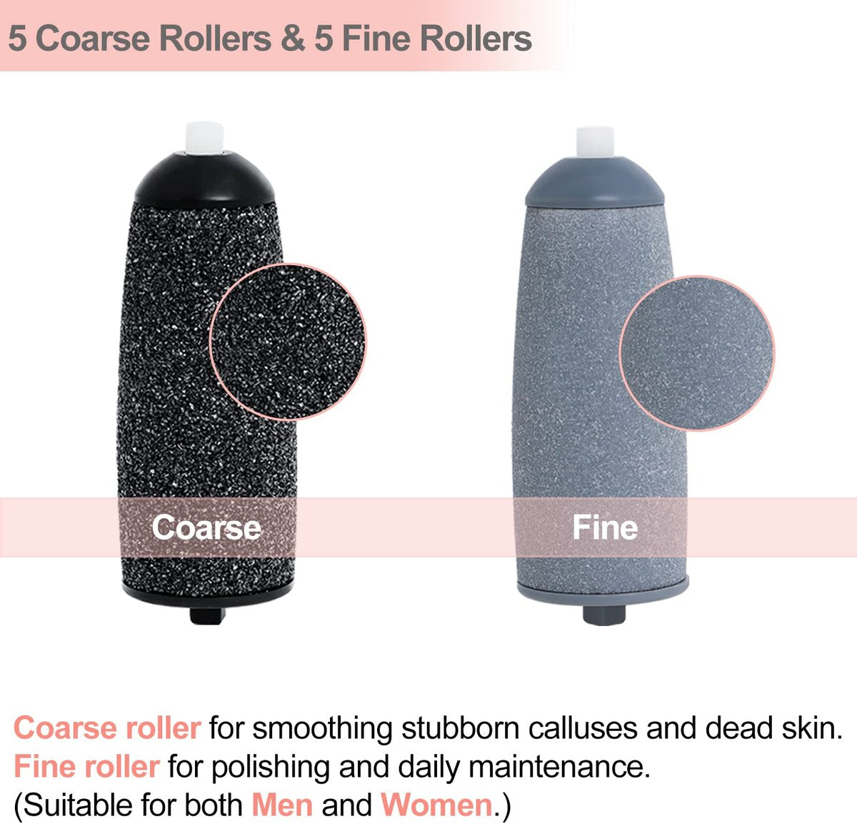 10 Pack Replacement Roller Refills Compatible with Finishing Touch Flawless Pedi Electric Tool File Include a Cleaning Brush (5 Coarse & 5 Fine Rollers) - görsel 3