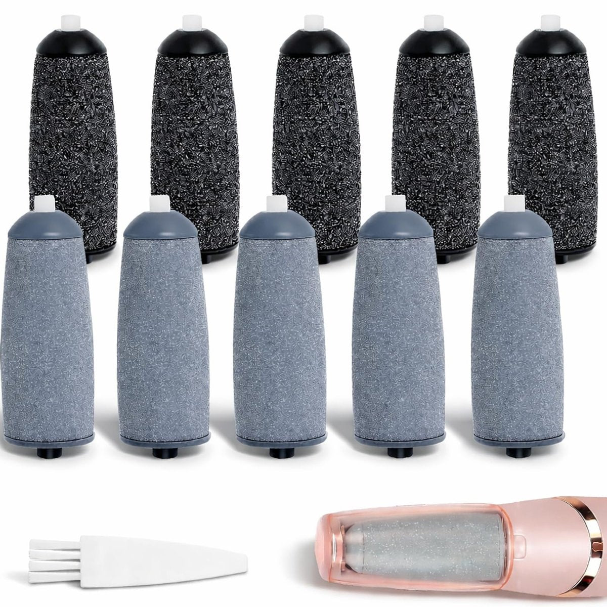 10 Pack Replacement Roller Refills Compatible with Finishing Touch Flawless Pedi Electric Tool File Include a Cleaning Brush (5 Coarse & 5 Fine Rollers) - görsel 1