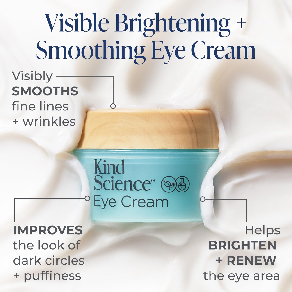 Kind Science by Ellen DeGeneres Eye Cream – Under Eye Cream for Wrinkles, Smooths & Moisturizes – Anti Aging with Hyaluronic Acid & Vitamin C – Fragrance Free, Paraben Free, 0.5 fl oz Avelisse