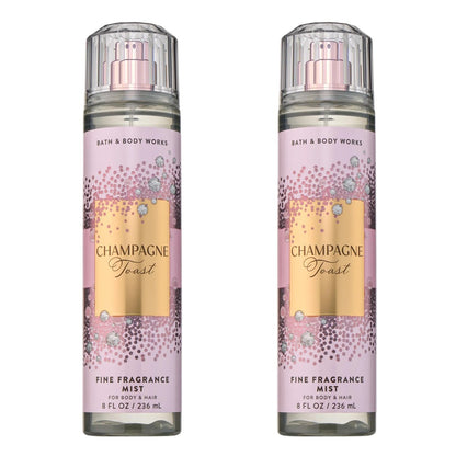 Bath & Body Works Champagne Toast Fine Fragrance Mist - 2 Pack, 8 fl oz Each - Bubbly Champagne & Sparkling Berry Scent for Women Avelisse