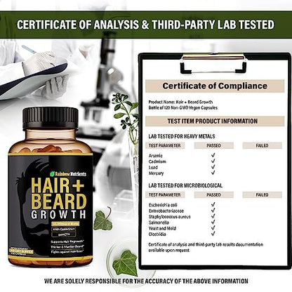 Hair + Beard Growth Vitamins for Men | Biotin 10,000mcg, Collagen, OptiMSM®, goMCT®, Saw Palmetto | 60-Day Supply | Regrow Stronger, Thicker, Healthier Hair & Stop Hair Loss Avelisse