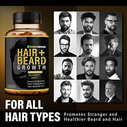 Hair + Beard Growth Vitamins for Men | Biotin 10,000mcg, Collagen, OptiMSM®, goMCT®, Saw Palmetto | 60-Day Supply | Regrow Stronger, Thicker, Healthier Hair & Stop Hair Loss Avelisse
