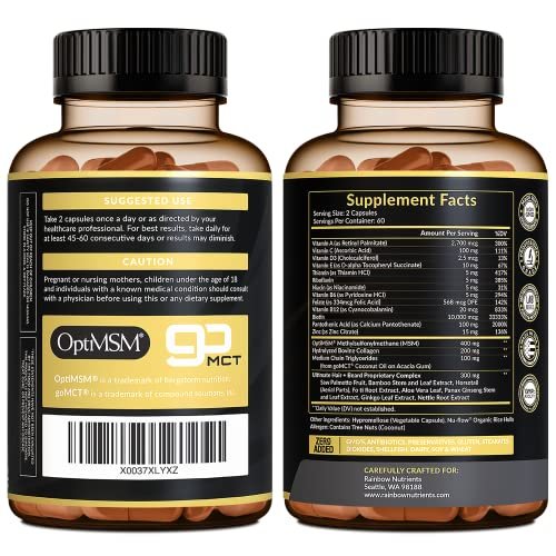 Hair + Beard Growth Vitamins for Men | Biotin 10,000mcg, Collagen, OptiMSM®, goMCT®, Saw Palmetto | 60-Day Supply | Regrow Stronger, Thicker, Healthier Hair & Stop Hair Loss Avelisse