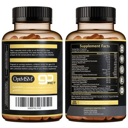 Hair + Beard Growth Vitamins for Men | Biotin 10,000mcg, Collagen, OptiMSM®, goMCT®, Saw Palmetto | 60-Day Supply | Regrow Stronger, Thicker, Healthier Hair & Stop Hair Loss Avelisse