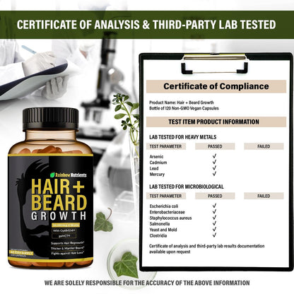 Hair + Beard Growth Vitamins for Men | Biotin 10,000mcg, Collagen, OptiMSM®, goMCT®, Saw Palmetto | 60-Day Supply | Regrow Stronger, Thicker, Healthier Hair & Stop Hair Loss Avelisse