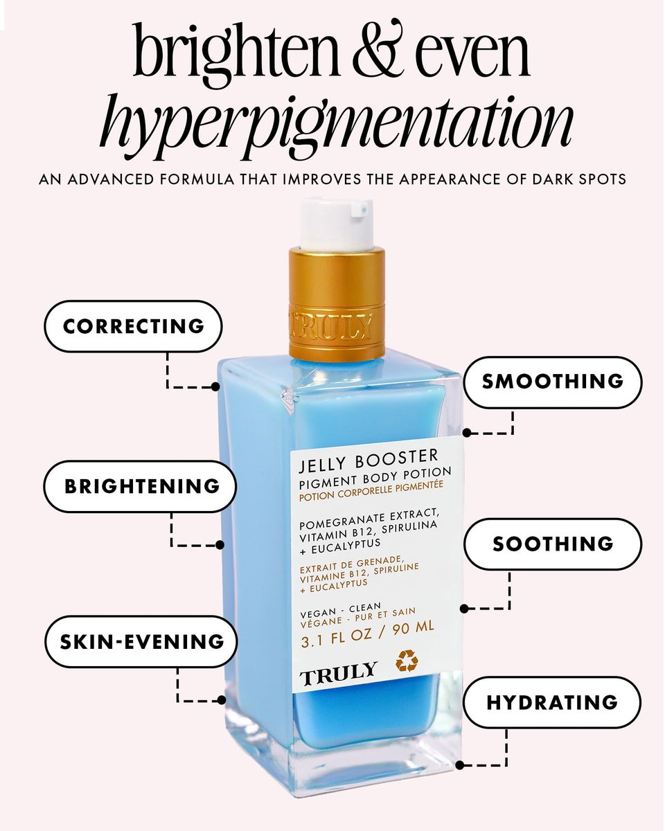 Truly Beauty Jelly Booster Pigment Body Potion - Lightweight Acne Scar Treatment for Face and Body, Fast Absorbing Scar Removal Serum, 3.1 Fl Oz Avelisse