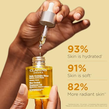 Clarins Blue Orchid Face Oil Treatment – Hydrating, Revitalizing Face Oil for Dry Skin with 100% Natural Plant Extracts Avelisse