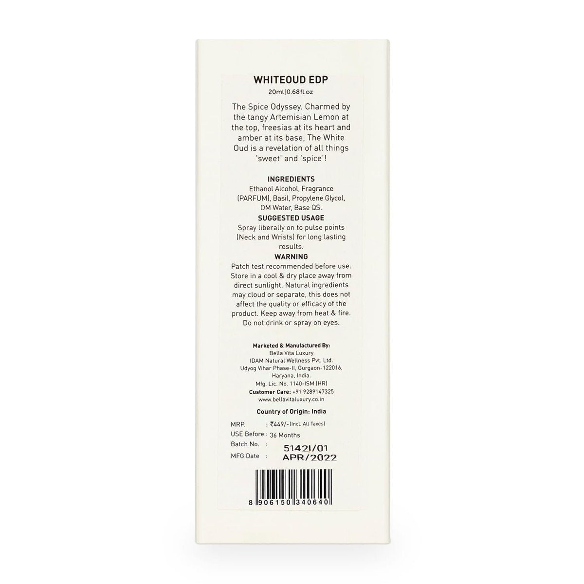 Bellavita Luxury WHITE OUD Eau de Parfum – 20 ml Travel Size Unisex Fragrance with Fruity, Lemon, Freesia & Tobacco Notes - görsel 13