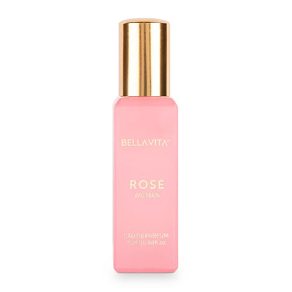 Bellavita Luxury ROSE Eau de Parfum - Travel Size Perfume for Women - Fresh Floral Peach, Jasmine, Ambery Musk - 20 ml (0.7 fl.oz.)