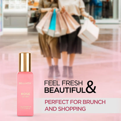 Bellavita Luxury ROSE Eau de Parfum - Travel Size Perfume for Women - Fresh Floral Peach, Jasmine, Ambery Musk - 20 ml (0.7 fl.oz.)