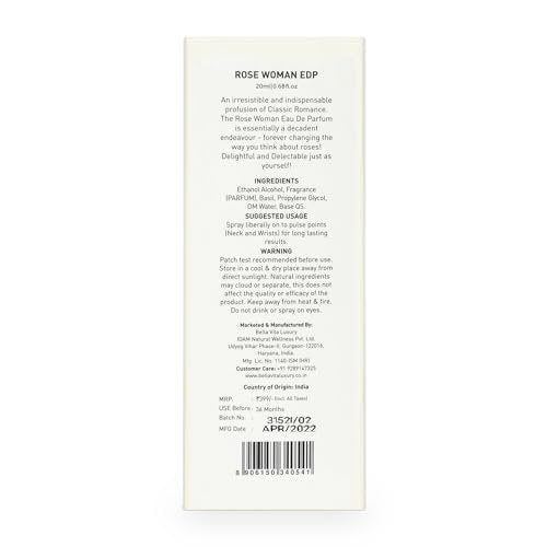 Bellavita Luxury ROSE Eau de Parfum - Travel Size Perfume for Women - Fresh Floral Peach, Jasmine, Ambery Musk - 20 ml (0.7 fl.oz.) - görsel 14