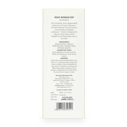 Bellavita Luxury ROSE Eau de Parfum - Travel Size Perfume for Women - Fresh Floral Peach, Jasmine, Ambery Musk - 20 ml (0.7 fl.oz.)