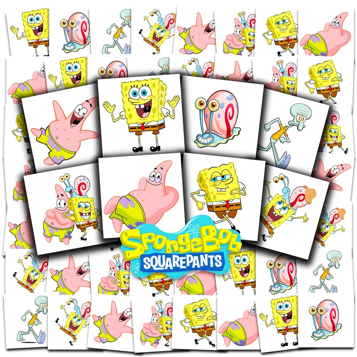 Spongebob Squarepants Temporary Tattoos Party Favors Bundle - 70+ Individual 2" x 2" Tattoos for Kids, Boys, Girls | Made in USA - görsel 1