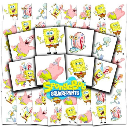 Spongebob Squarepants Temporary Tattoos Party Favors Bundle - 70+ Individual 2" x 2" Tattoos for Kids, Boys, Girls | Made in USA