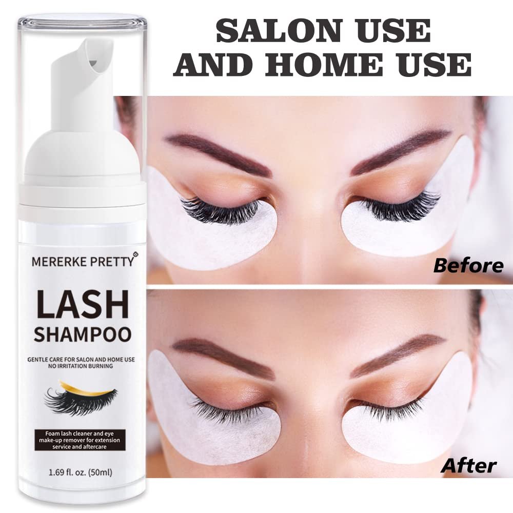 Gentle Eyelash Extension Cleanser - Foaming Lash Shampoo & Makeup Remover with Brushes & Rinse Bottle, 50ml - görsel 9
