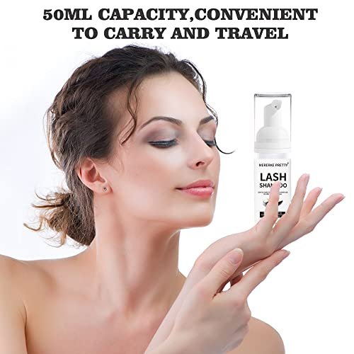 Gentle Eyelash Extension Cleanser - Foaming Lash Shampoo & Makeup Remover with Brushes & Rinse Bottle, 50ml - görsel 14