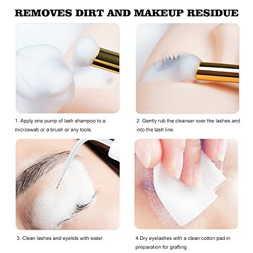 Gentle Eyelash Extension Cleanser - Foaming Lash Shampoo & Makeup Remover with Brushes & Rinse Bottle, 50ml - görsel 12