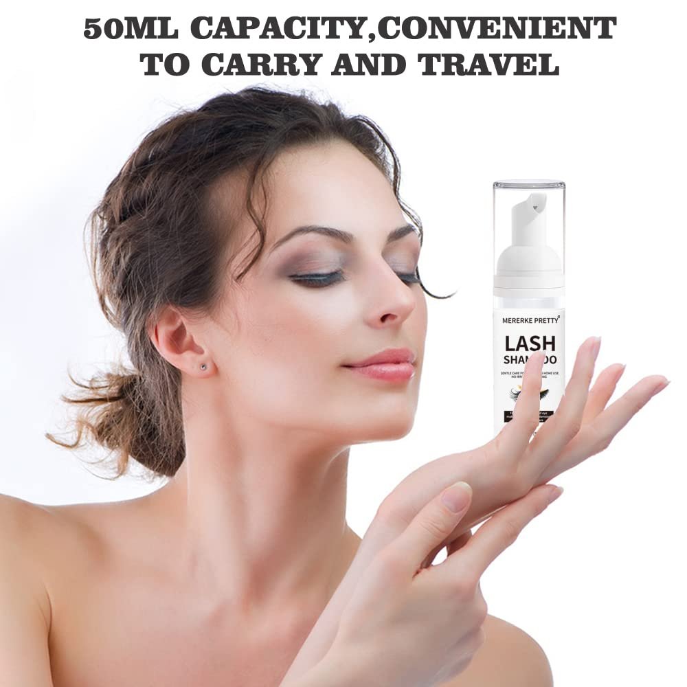 Gentle Eyelash Extension Cleanser - Foaming Lash Shampoo & Makeup Remover with Brushes & Rinse Bottle, 50ml - görsel 13