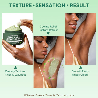 Armpit Detox Scrub & Underarm Exfoliator - Walnut Shell, Menthol & Aloe Vera Body Scrub for Odor, Deodorant Buildup, and Dark Spots - Moisturizing Formula for Sensitive Skin, Vegan 8.8 oz Avelisse