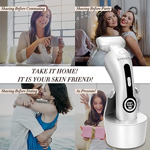 Krovena Electric Shaver for Women – Rechargeable Bikini Trimmer for Legs, Underarms & Bikini Line, Wet/Dry Cordless Razor with Detachable Head Avelisse