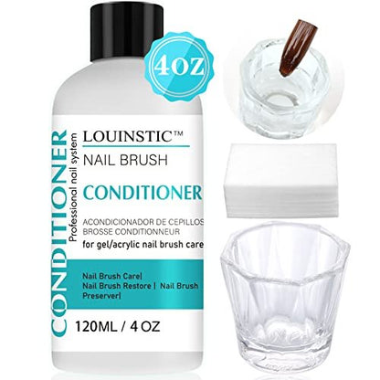 LOUINSTIC Acrylic Nail Brush Cleaner - 4 Fl Oz, Quickly Clean Gel/Acrylic Nail Brushes, Paint Brushes, Airbrushes, Art Tools, Nail Brush Cleaner Conditioner Preserver and Restorer