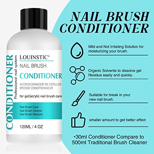 LOUINSTIC Acrylic Nail Brush Cleaner - 4 Fl Oz, Quickly Clean Gel/Acrylic Nail Brushes, Paint Brushes, Airbrushes, Art Tools, Nail Brush Cleaner Conditioner Preserver and Restorer - görsel 8