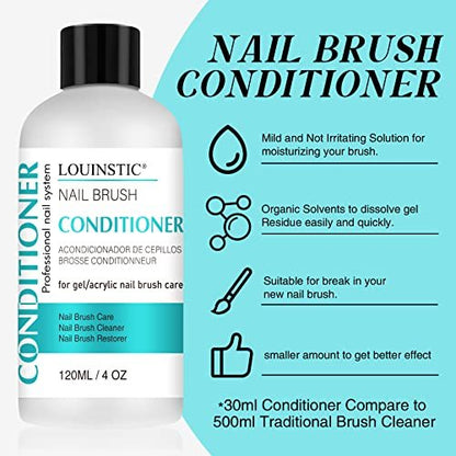 LOUINSTIC Acrylic Nail Brush Cleaner - 4 Fl Oz, Quickly Clean Gel/Acrylic Nail Brushes, Paint Brushes, Airbrushes, Art Tools, Nail Brush Cleaner Conditioner Preserver and Restorer
