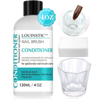 LOUINSTIC Acrylic Nail Brush Cleaner - 4 Fl Oz, Quickly Clean Gel/Acrylic Nail Brushes, Paint Brushes, Airbrushes, Art Tools, Nail Brush Cleaner Conditioner Preserver and Restorer