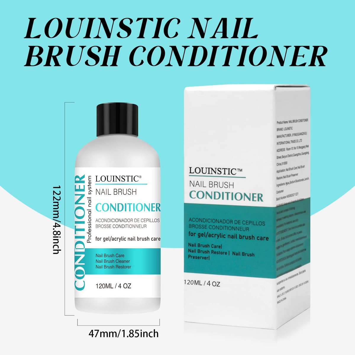 LOUINSTIC Acrylic Nail Brush Cleaner - 4 Fl Oz, Quickly Clean Gel/Acrylic Nail Brushes, Paint Brushes, Airbrushes, Art Tools, Nail Brush Cleaner Conditioner Preserver and Restorer - görsel 11