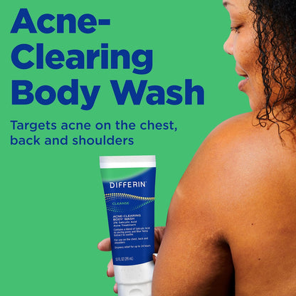 Differin Acne Body Wash with Salicylic Acid – Cream to Lather Formula for Back, Chest & Shoulders, 10 Oz