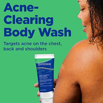 Differin Acne Body Wash with Salicylic Acid – Cream to Lather Formula for Back, Chest & Shoulders, 10 Oz