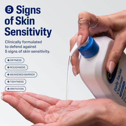 Cetaphil Daily Facial Cleanser for Sensitive, Combination to Oily Skin, 16 oz - Fragrance Free, Gentle Foaming, Soap Free, Hypoallergenic Avelisse