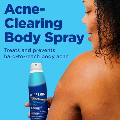 Differin Acne Body Spray with Salicylic Acid – 360° Treatment for Back, Chest & Shoulder Acne, 6 oz