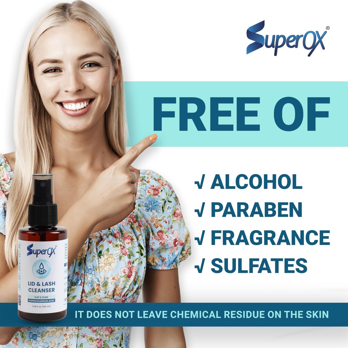 Superox Hypochlorous Acid Spray for Face – Natural Eyelid Cleanser – Pure & Gentle Hypochlorous Acid Spray, 100 ml (3.38 oz) Avelisse