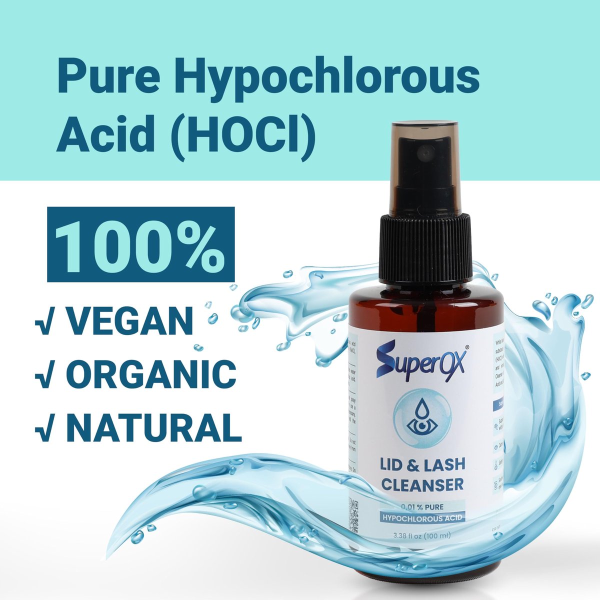 Superox Hypochlorous Acid Spray for Face – Natural Eyelid Cleanser – Pure & Gentle Hypochlorous Acid Spray, 100 ml (3.38 oz) Avelisse