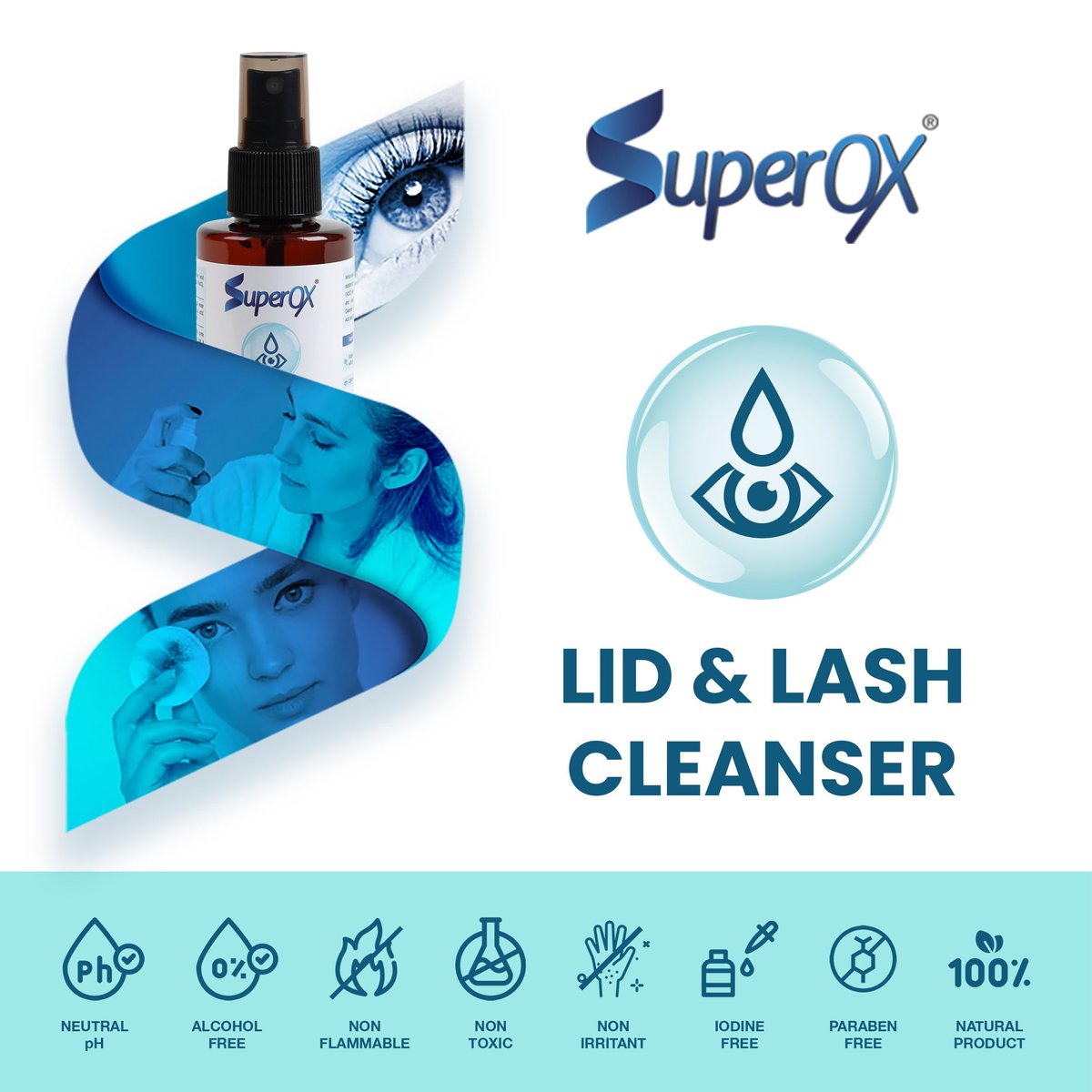 Superox Hypochlorous Acid Spray for Face – Natural Eyelid Cleanser – Pure & Gentle Hypochlorous Acid Spray, 100 ml (3.38 oz) Avelisse