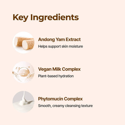 IsNtree Yam Root Vegan Milk Cleanser - 220ml (7.43 fl.oz) | Korean Facial Cleanser for Sensitive Skin | Rich & Creamy Texture | Hydrating & Mild | Vegan & Cruelty-Free Skincare Avelisse