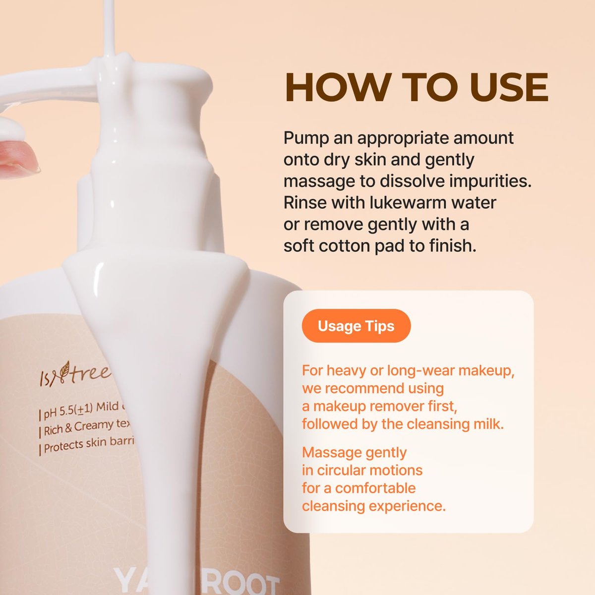 IsNtree Yam Root Vegan Milk Cleanser - 220ml (7.43 fl.oz) | Korean Facial Cleanser for Sensitive Skin | Rich & Creamy Texture | Hydrating & Mild | Vegan & Cruelty-Free Skincare Avelisse