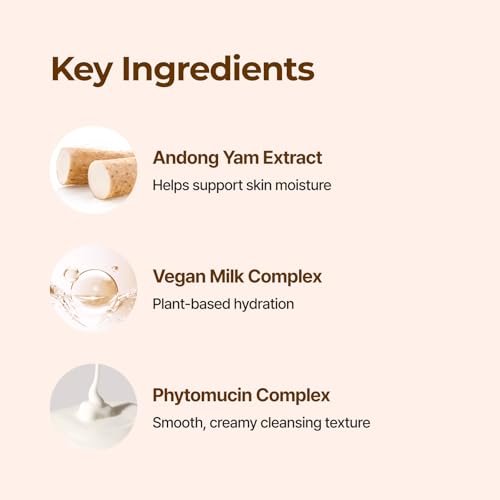 IsNtree Yam Root Vegan Milk Cleanser - 220ml (7.43 fl.oz) | Korean Facial Cleanser for Sensitive Skin | Rich & Creamy Texture | Hydrating & Mild | Vegan & Cruelty-Free Skincare Avelisse