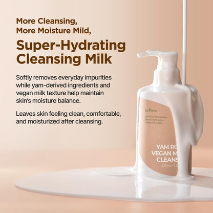 IsNtree Yam Root Vegan Milk Cleanser - 220ml (7.43 fl.oz) | Korean Facial Cleanser for Sensitive Skin | Rich & Creamy Texture | Hydrating & Mild | Vegan & Cruelty-Free Skincare Avelisse