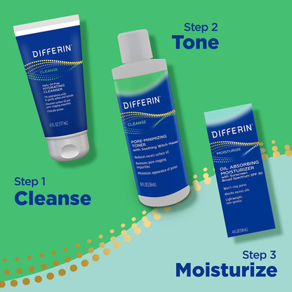 Differin Facial Cleanser - Daily Oil Free Hydrating Face Wash for Acne Prone Skin, 6 Oz
