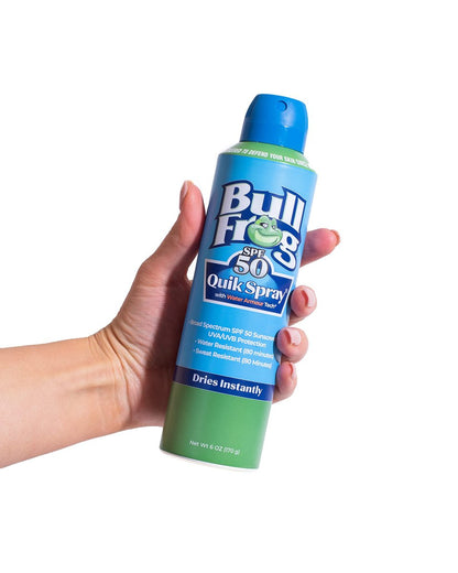 Bullfrog Quik Spray Sunscreen SPF 50 - Oxybenzone & Octinoxate Free, Broad Spectrum UVA/UVB, 6 oz Avelisse