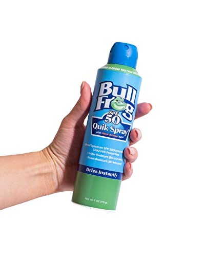 Bullfrog Quik Spray Sunscreen SPF 50 - Oxybenzone & Octinoxate Free, Broad Spectrum UVA/UVB, 6 oz Avelisse