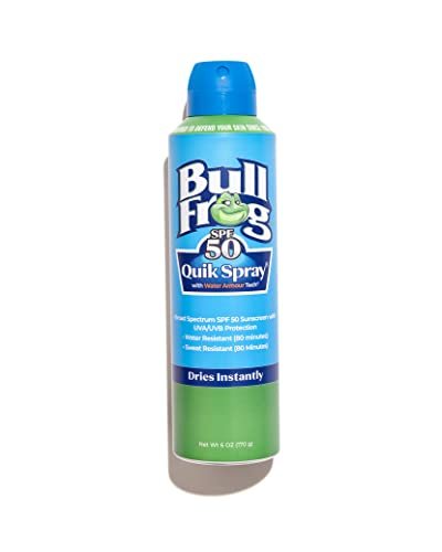 Bullfrog Quik Spray Sunscreen SPF 50 - Oxybenzone & Octinoxate Free, Broad Spectrum UVA/UVB, 6 oz Avelisse