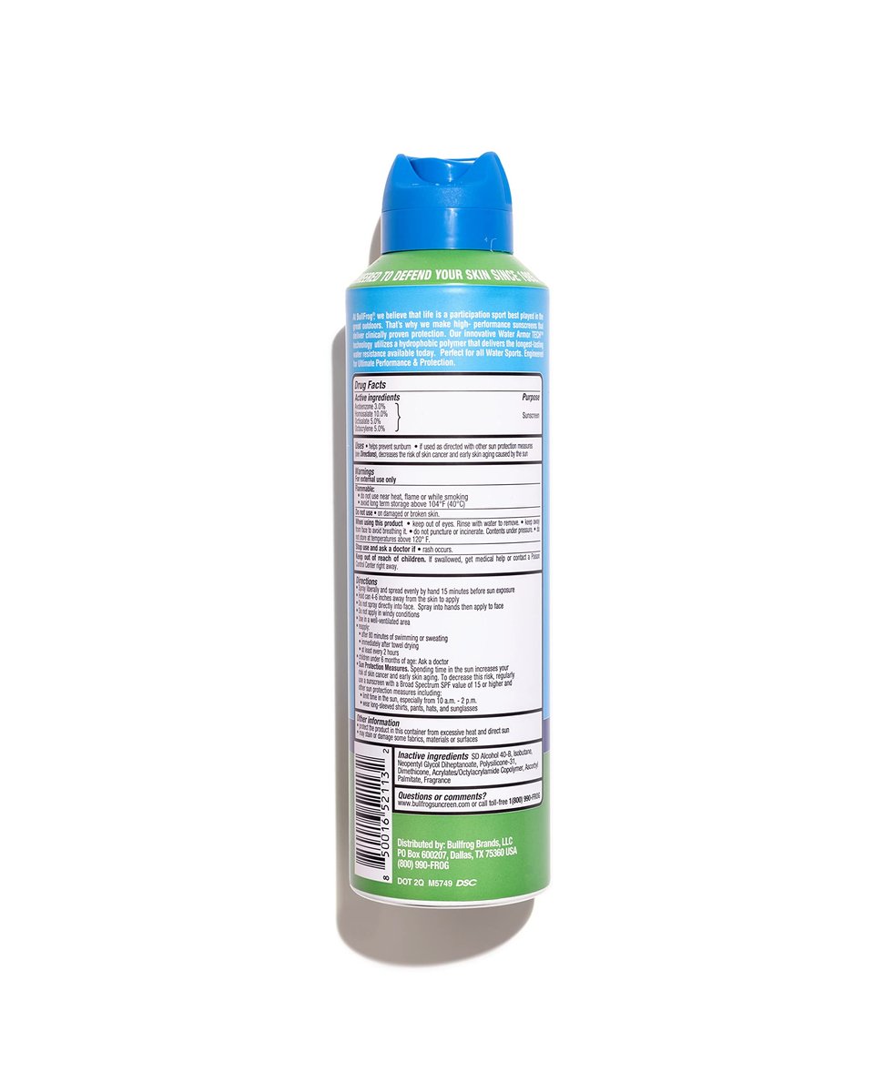 Bullfrog Quik Spray Sunscreen SPF 50 - Oxybenzone & Octinoxate Free, Broad Spectrum UVA/UVB, 6 oz Avelisse