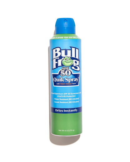 Bullfrog Quik Spray Sunscreen SPF 50 - Oxybenzone & Octinoxate Free, Broad Spectrum UVA/UVB, 6 oz Avelisse