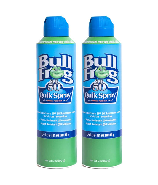 Bullfrog Quik Spray Sunscreen SPF 50 – Oxybenzone & Octinoxate Free – Broad Spectrum UVA/UVB, 3 oz (Pack of 2) Avelisse