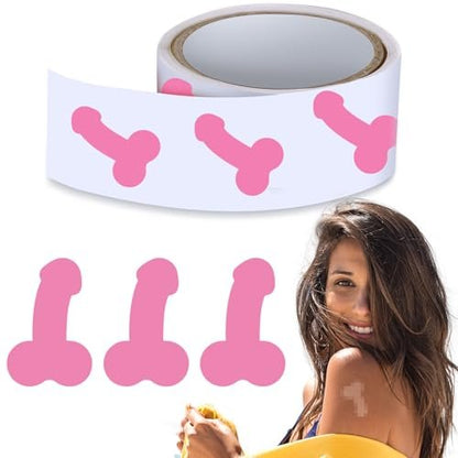 500 Pack Funny Tanning Stickers for Body - Self-Adhesive Sunbathing Bed Stickers, 1.48 x 1 Inches, Pink Paper Decals